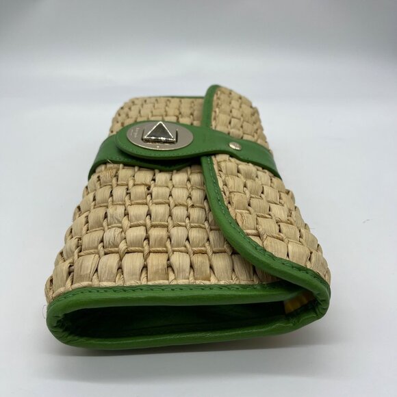 Kate Spade Brown And Green Straw Wicker Ava Clutch - Picture 3 of 12